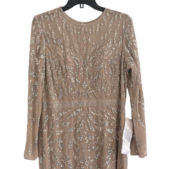 Mac Duggal Beaded Long Sleeve evening gown 5124 Mocha size 14 - Picture 7 of 11